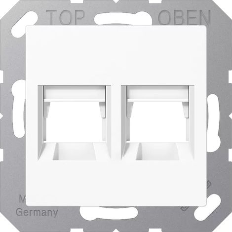 Jung Abdeckung (gerastet) für Modular-Jack-Steckbuchsen 2fach, UMA-CAT6A, RADIALL, Panduit, Assmann, Thermoplast, Serie (1/2)