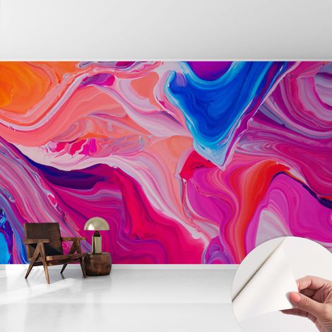 Fototapete Selbstklebend - Wanddekoration - Wandfolie - 3D Tapete Wand - Wohnungsdeko Fließende Wellen 416x254 cm (1/5)