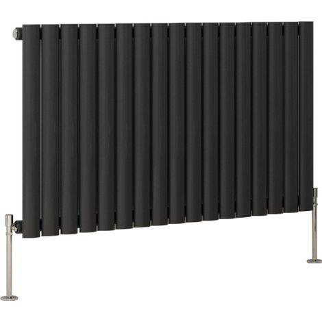 Anthracite Oval Column Designer Radiator Central Heating Rads with Angle Square Valve Horizontal Single 600x1003mm (1/2)
