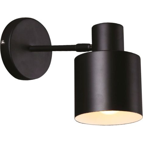 Aplique de pared clásico redondo de metal negro con pantalla negra 1xE27 60W W0188 Maxlight (1/3)