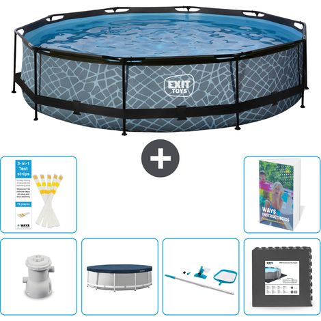 Exit Pool Rund - Steinoptik - 360x76 cm - 7-teilig S337