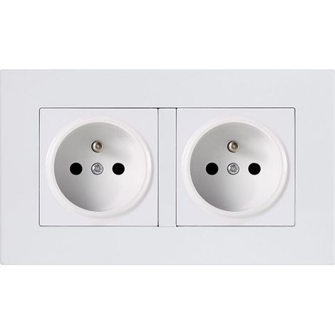 Doppelte 2P+E 16A vorverdrahtete Steckdose, weiß (1/5)