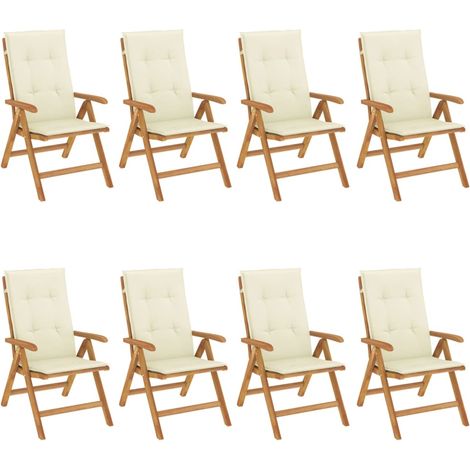 Maison Exclusive - Gartenstühle mit Auflagen 8 Stk. Massivholz Te (1/5)