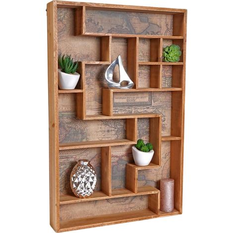 Casier mural HWC-F35, étagère murale, boîte de collection, style shabby chic, vintage, 70x45x8cm (1/5)
