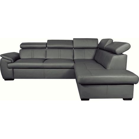 Canapé d'angle en 100% cuir de luxe italien , 5/6 places CITIBEST, couleur gris foncé, angle droit