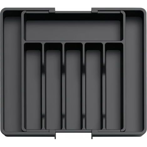 Plateau à couverts extensible 33–57 cm à 8 compartiments, organisateur noir Tommoy01 (1/5)