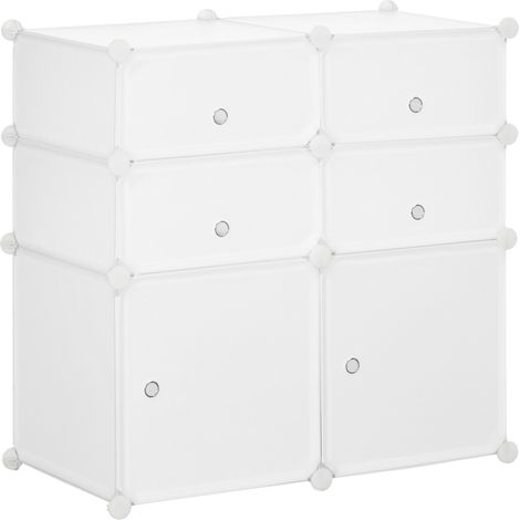Scarpiera modulare in plastica e acciaio bianca 75 x 37 x 73 cm (1/5)