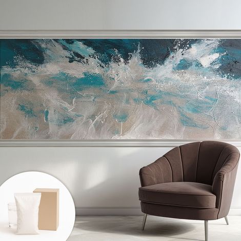 Papier peint intissé mural avec colle pour salon et chambre Décoration murale rapide - Colle incluse gratuite Vagues océaniques 250x104 cm (1/5)