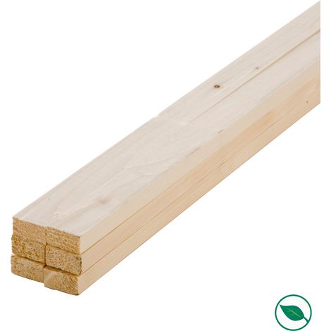 Forestea – Lot de 6 tasseaux sapin rabotés 2400 x 34 x 18 mm – Certification PEFC 70% – Pour cloisons et supports étagères (1/3)