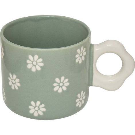Taza Margot flor verde y blanca - Atmosphera créateur d'intérieur (1/3)
