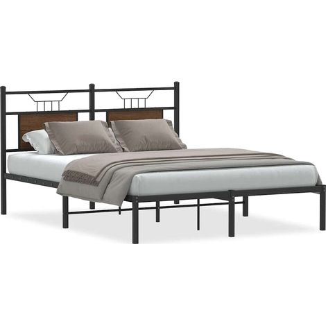Maison Exclusive - Bettgestell ohne Matratze Braun Eiche 150x200 (1/5)