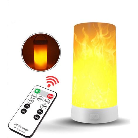 Lámpara LED con efecto llama，lámpara de mesa para exteriores recargable por USB，control remoto infrarrojo inalámbrico y temporizador (1/5)