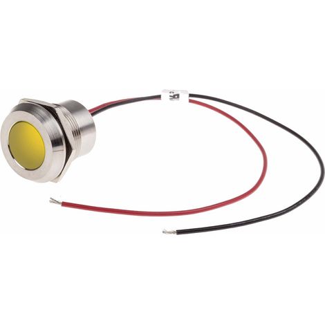 Voyant LED lumineux Jaune RS PRO, dia. 22mm, 220V c.a., IP67 ( Prix pour 1 )