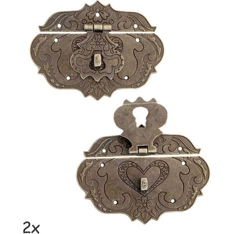 Mujixi, lot de 2 fermoirs en fer bronze antique, fermoirs pour meubles, accessoires pour cadenas de rideaux, serrures (1/5)