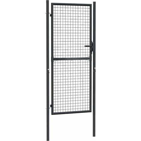 Maschen-Gartentor verzinkter Stahl 100 x 200 cm Grau vidaXL