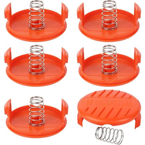 8 pezzi di ricambio per rocchetto, tappi per rocchetto, copertura di ricambio con molla, 8 pezzi per bobina di tagliaerba Black-Decker RC-100-P AFS. (1/5)