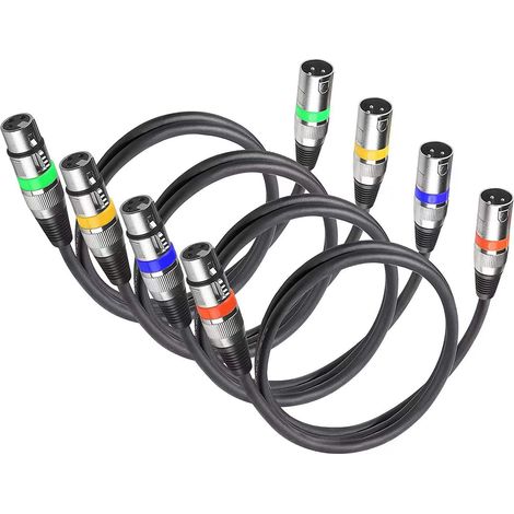Set di cavi XLR da 1,2 m, 4 pezzi, da Canon maschio a femmina, uscita audio, ingresso, microfono KTV. (1/5)