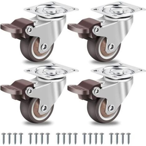 Roulettes de Meubles Petites 50 Mm, Roulettes Pivotantes à 360 DegréS Capacité de Charge éLevéE Roulettes Silencieuses en Caoutchouc Solide Lot de 4