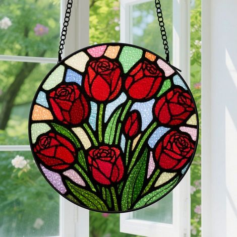 9cm Suspension en vitrail, attrape-soleil élégant minimaliste coloré, décoration porte jardin, cadeau Anniversaire pour femme, homme, maman (1/5)