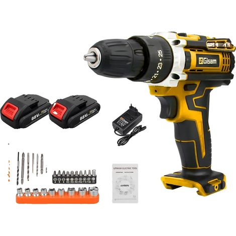 Visseuse sans fil, 25+3 réglages de couple, moteur haute efficacité, boîte en carton jaune (1/2)