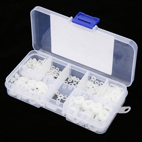 Kit 500 rondelles plates en nylon M2-M6, assortiment de rondelles d'étanchéité avec boîte, blanc (1/5)