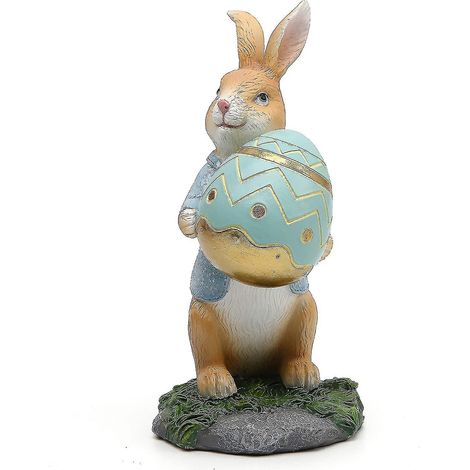 Frühlings- und Osterdekorationen aus Kunstharz mit Hase und Karotte – Figuren und Tischaccessoires