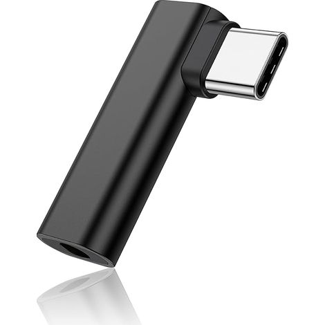 90 Degree USB C to 3.5mm Headphone Cable,90 Degree Type C Male to 3.5mm Female Aux Audio Dongle Converter,for Devices with Type-C Interface (A) (1/5)