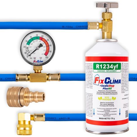 Kit de llenado de aire acondicionado AUT con refrigerante R1234YF + sellador