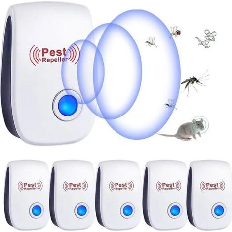 Repellente per zanzare a ultrasuoni, confezione da 6, repellente elettronico a ultrasuoni per topi e ratti, repellente a ultrasuoni per roditori e insetti (1/4)