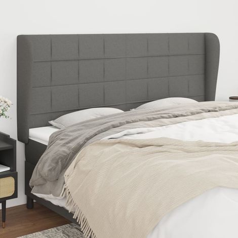 Kopfteil mit Ohren Dunkelgrau 163x23x118/128 cm Stoff (1/5)
