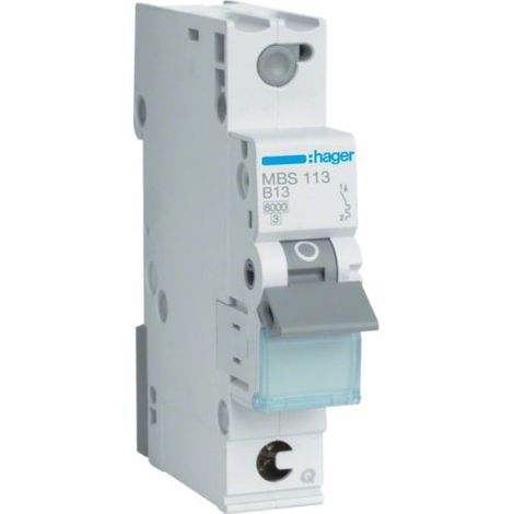 Interrupteur et disjoncteur Hager mbs113 13 A 6 kA
