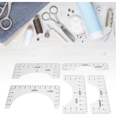 Règle de guidage pour t-shirt, outil de calibrage pour col rond en PVC, règle de couture, outil de centrage et d'alignement (1/5)