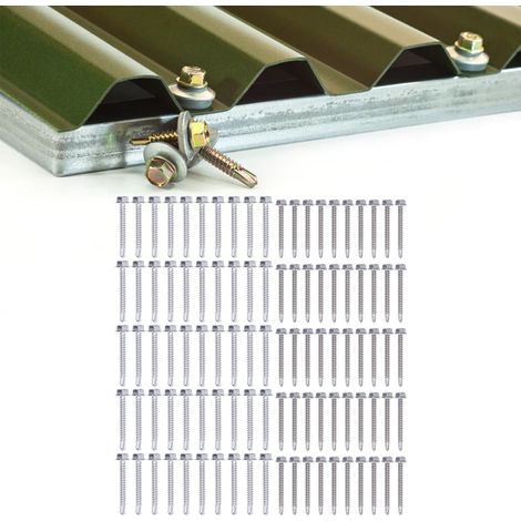 Außensechskantschraube aus Edelstahl 304 mit Unterlegscheibe und selbstbohrender Kappe, 4,2 x 38 mm und 4,8 x 38 mm (1/5)