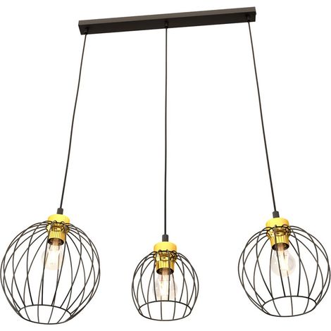 Lampada a sospensione NANDO in acciaio nero e oro