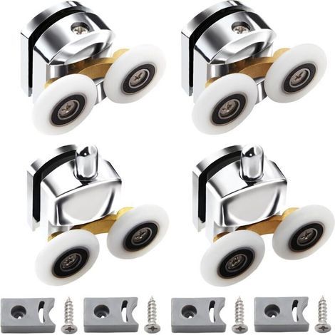 Set di 4 rulli per porte doccia, porte scorrevoli, porte doccia, box doccia in vetro, 23 mm (1/4)