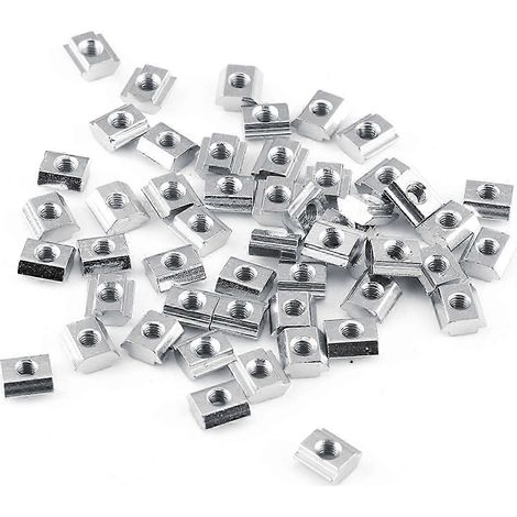 Écrou coulissant à rainure en T en acier au carbone nickelé, compatible avec les accessoires de profilés en aluminium (EU20 M4) (1/4)