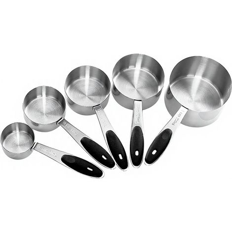 Juego de 5 cucharas medidoras magnéticas de acero inoxidable para café, ideales para hornear y cocinar (plateado) (1/3)