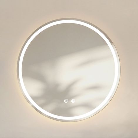 Miroir rond LED 60x60 cm en verre argenté, anti-buée, dimmable, design moderne FloraGrace (1/5)