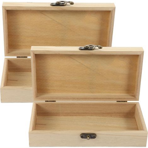 Rechteckige Schmuckaufbewahrungsbox, sichere 2-teilige Holzbox für Ohrringe und Armbänder, für Hochzeiten und den Außenbereich (1/5)