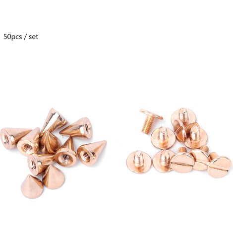 Clous Rivets En Métal Pour Cuir - Accessoires Punk 7x10mm - Décoration Vêtements Et Sacs DIY - Lot De 50 Pièces Dorées (1/5)