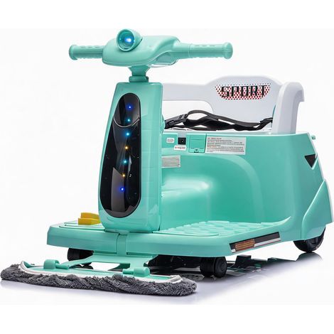 Voiture électrique 2 en 1 12 V pour enfants - fonctions de nettoyage et de conduite, télécommande parentale, lumières LED, sans fil, USB - Jouet sûr et multifonctionnel pour les enfants de 3 à 8 ans -