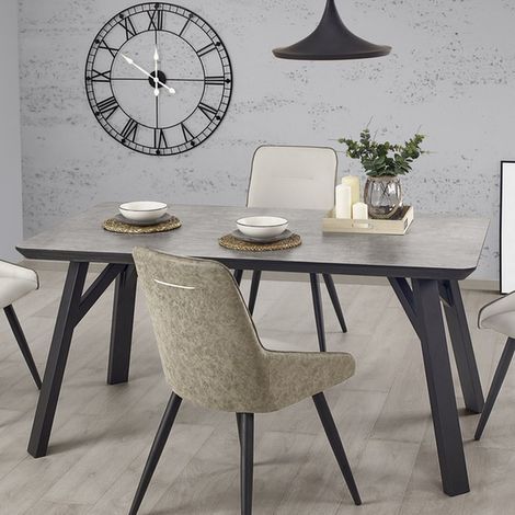 Table à manger gris beton et noir 160x90cm Ninon (1/3)