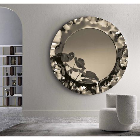 Specchio tondo DANCE con cornice in vetro mosso D180 cm Bronzo (1/3)