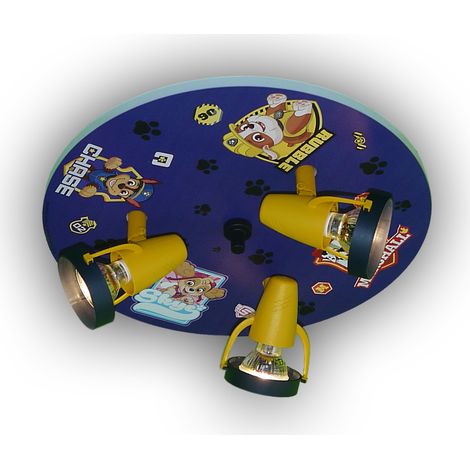Kinderzimmer Deckenstrahler Ø35cm PAW PATROL, 3 flammig, schwenkbare Spots, Blau