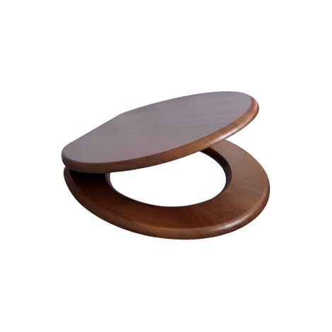 Sedile WC Universale in MDF Noce con Cerniere in Acciaio Inox e Distanza Fori Regolabile 125–170 mm