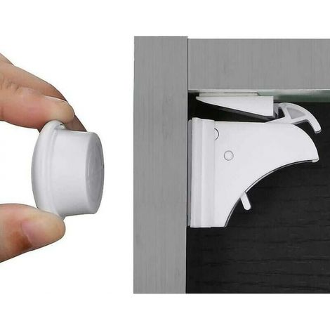 Kindersicherung Schrankschloss (8 Schlösser + 2 Schlüssel), Kindersicherung Schubladenschloss Kindersicherung Magnetische Sicherheitsschlösser für Kleiderschrank (1/5)