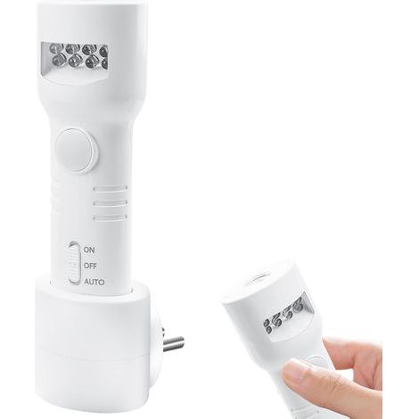 Lampe torche veilleuse, veilleuse LED à brancher avec détecteur de mouvement, lampe torche rechargeable murale à capteur, lampe torche LED à induction à brancher pour les pannes de courant et [Classe