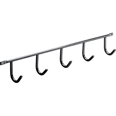 Hettich Garderobenleiste 5 Haken Stahl 35 x 5,2 x 3,5 cm schwarz Garderobenhaken