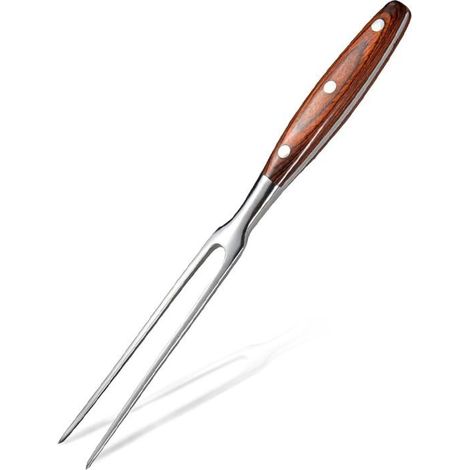 Fourchette à Viande avec Manche en Bois, Fourchette à Viande en Acier Inoxydable, Manche en Bois Fourchette à Découper (1/4)