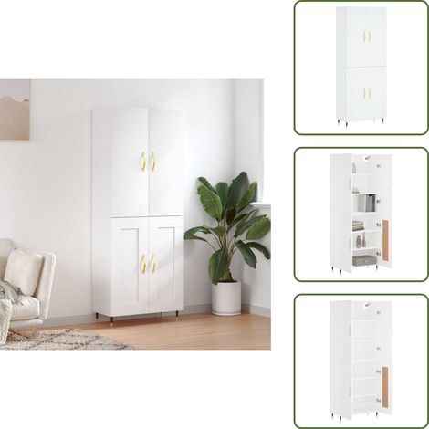 Highboard Weiß 69,5x34x180 cm Holzwerkstoff - Sideboard - Hochschrank - Wohnraumgestaltung - Regal - Aufbewahrung (1/5)